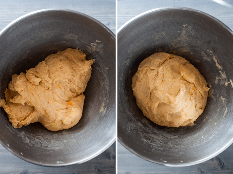 Dough for sweet potato dinner rolls