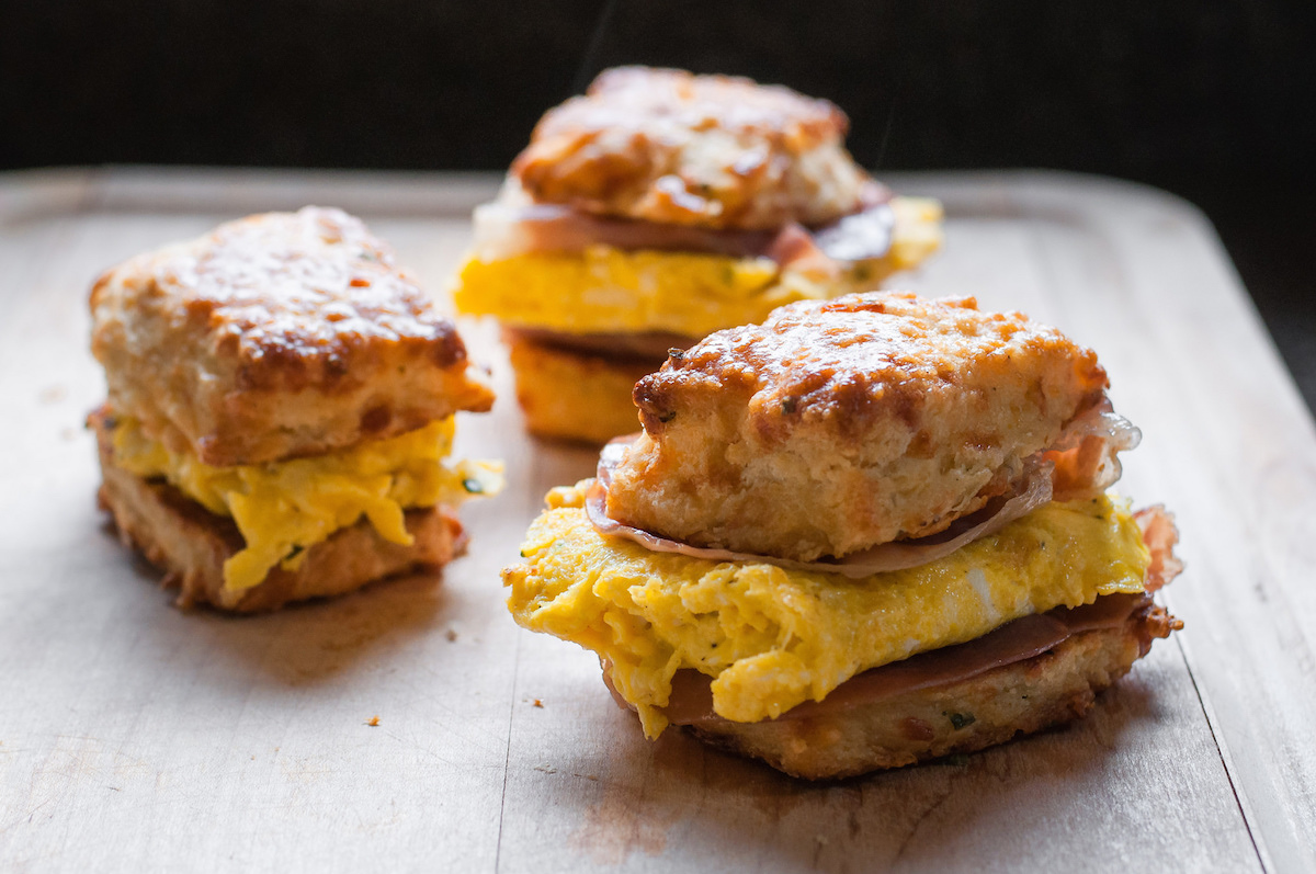 Garlic Cheddar Biscuit Breakfast Sandwich - Natural Comfort Kitchen